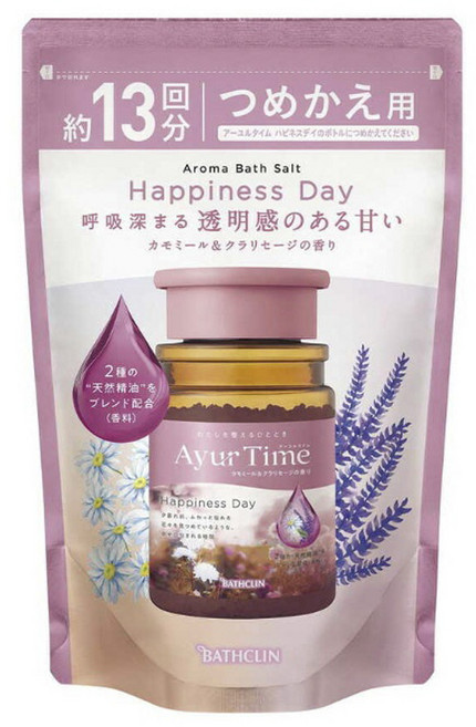 BATHCLIN 巴斯克林 Ayur Time精油浴鹽補充包 洋甘菊&快樂鼠尾草香 520g, 1包
