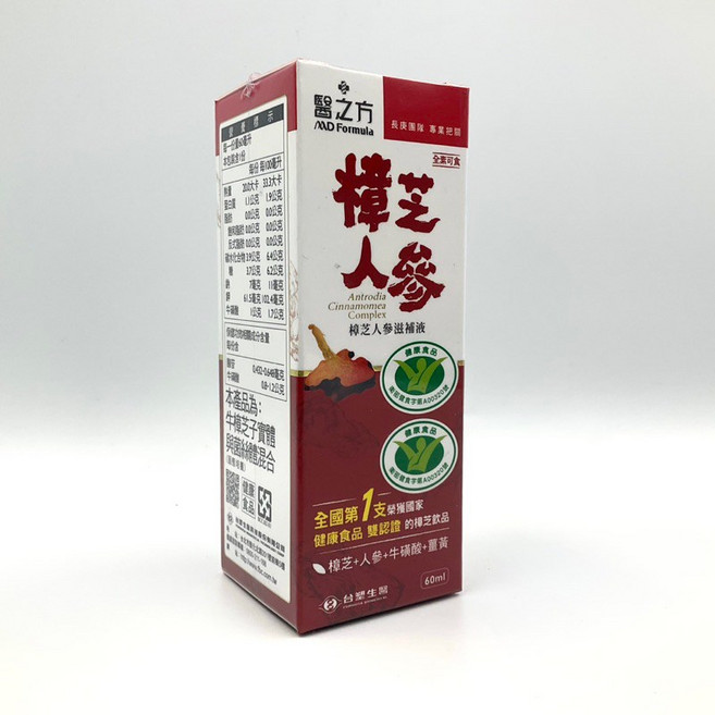 醫之方 樟芝人參滋補液 60ml, 1個, 6罐/盒