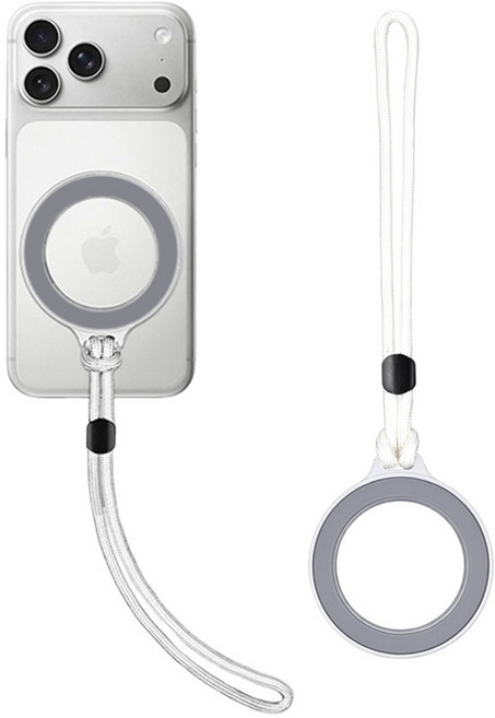 【GS 3C】N52 強力磁鐵 Magsafe 磁吸手機掛繩 腕繩 防丟繩 - 手機配件, 灰色, 1個