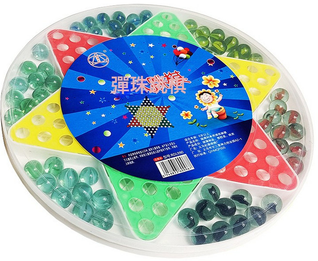 DFMEI 兒童跳棋飛行棋兩用玻璃彈珠跳棋小學生成人益智遊戲棋老式彈子棋, 1個, 彈珠跳棋【大號】(直徑28cm):如圖