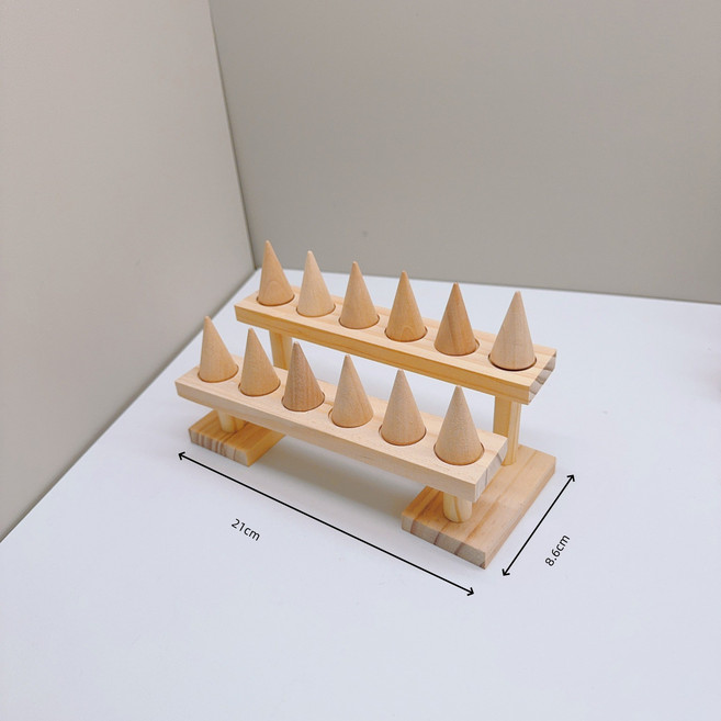 簡約實木圓錐體戒指展示架