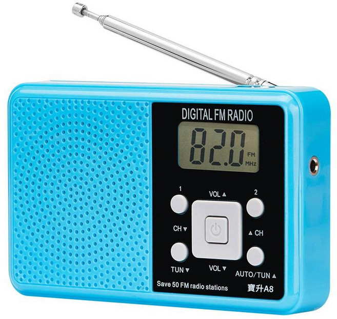 數位 FM 收音機 攜帶方便 音質清晰, 藍色, 如圖