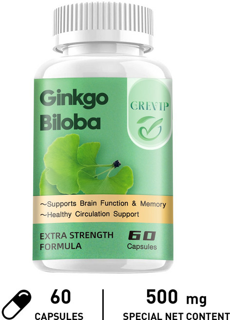 GREVIP Ginkgo Biloba Capsules Supports Brain Function & Memory, 60組