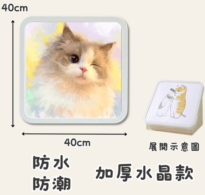 七彩貓 壁掛折疊收納箱 40x40cm 防水防潮 加厚水晶款 免釘安裝, 加大加厚【七彩貓】