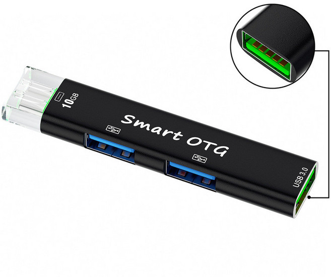 Smart OTG 3埠 USB 3.0 集線器, 黑色-三合一HUB, 1個