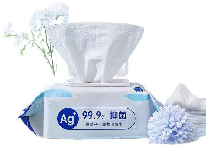 MDG 銀離子寵物濕紙巾 99.9% 抗菌, 1個, 480個