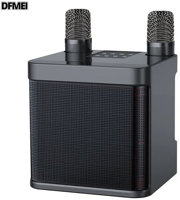 DFMEI YS203藍牙音響k歌家用一體機戶外直播神器雙麥小音箱便攜帶話筒, 如圖, 黑色