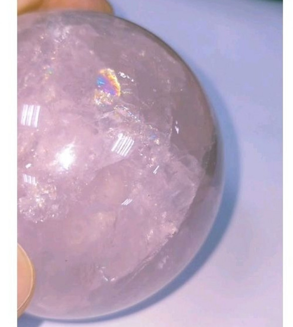 粉水晶球 具彩虹效應 直徑約6-6.5公分, 1個