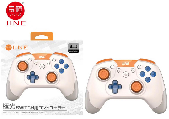IINE良值 極光系列 無線控制器 Switch/Switch OLED 支援RGB燈效/連發/六軸體感, 1個, L784赤澄色