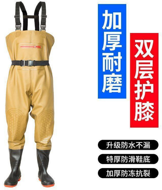 下水褲加厚耐磨捕魚半身雨褲連體防水衣服全身趕海連體褲