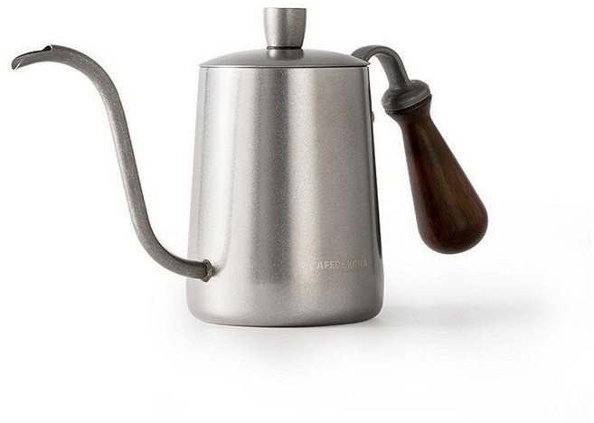CAFEDE KONA 鶴嘴檀木柄手沖壺-復古銀, 1個, 細口壺, 600ml
