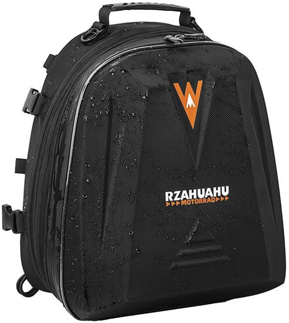 RZAHUAU 摩托車硬殼後座包 可擴展騎士尾包 防水多功能機車雙肩背包, 包