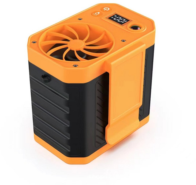 行動式掛腰風扇 10000mAh, 橙黃 - 升級數字顯屏, 10000毫安