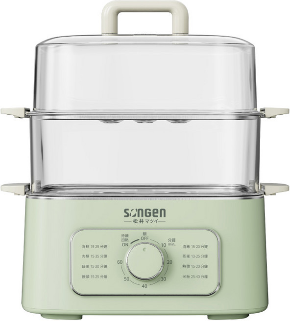 songen松井雙層透明蒸煮鍋 定時多功能電蒸鍋 家用小型蒸菜熱飯神器, SG-1011MS-G