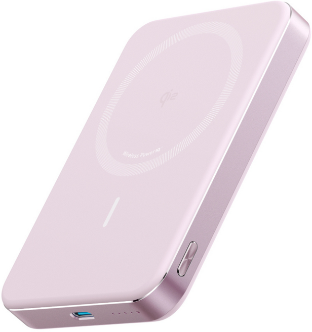 ANKER MagGo超薄磁吸行動電源 10000mAh Qi2 15W (38.7Wh 機身標示) A1664, 粉色