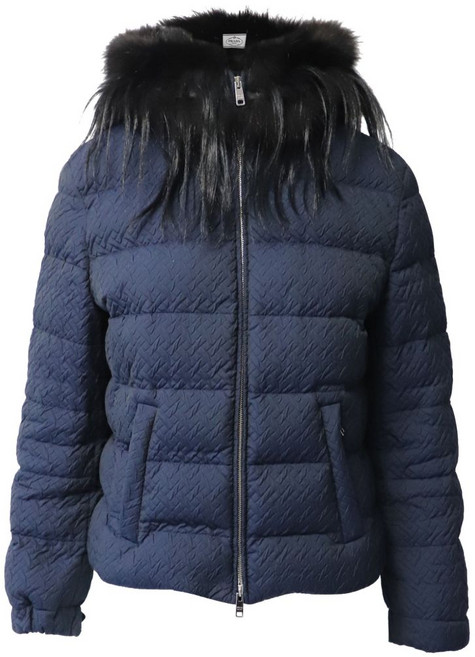 프라다 중고 텍스처 칼라 패딩 재킷