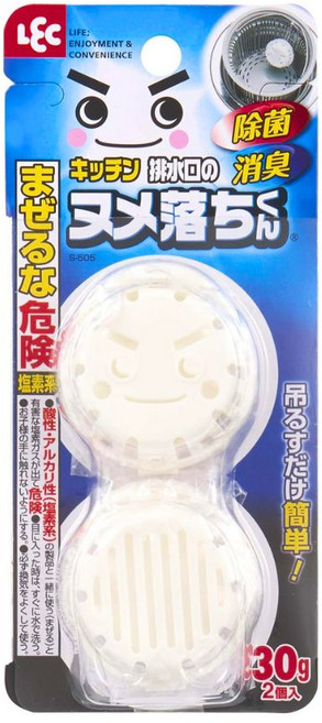 LEC激落君 排水口清潔錠 水槽清潔劑 除臭防堵塞, 1個, 60g