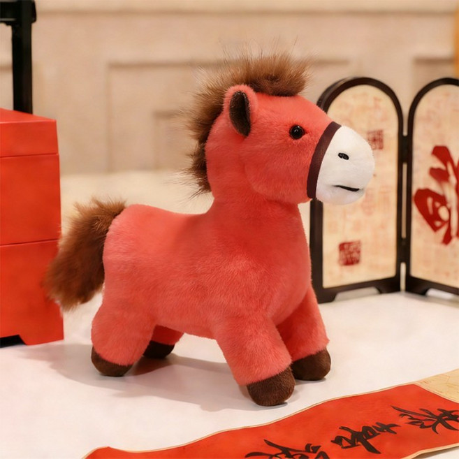 2026馬年吉祥物小馬公仔毛絨玩具 - 馬上有錢/有福年會禮品玩偶, 小粉馬,20cm, 1個