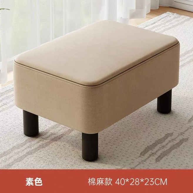 軟包小凳子 簡約穿鞋換鞋凳, 1個, 透氣布藝 淡雅素色-實木框架