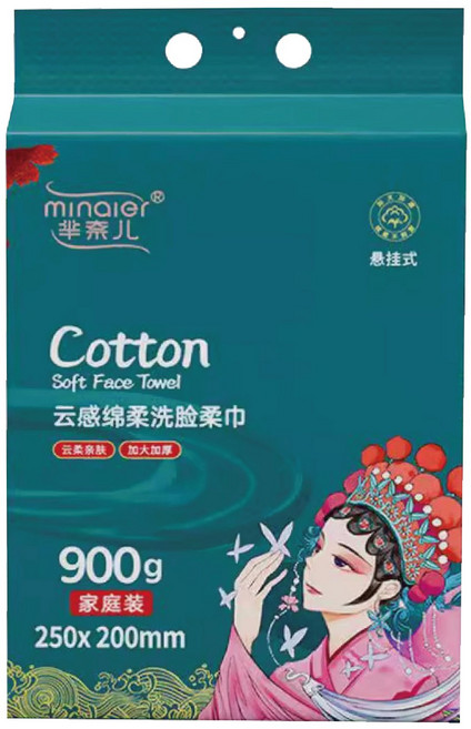 minaier 芈奈儿 Cotton云感绵柔洗脸巾900g, 白色加量加大款1提, 1個