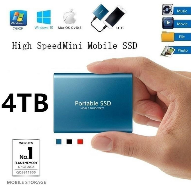 移動固態硬盤 8TB 便攜外接硬盤, 黑色3042外接硬盤-4TB