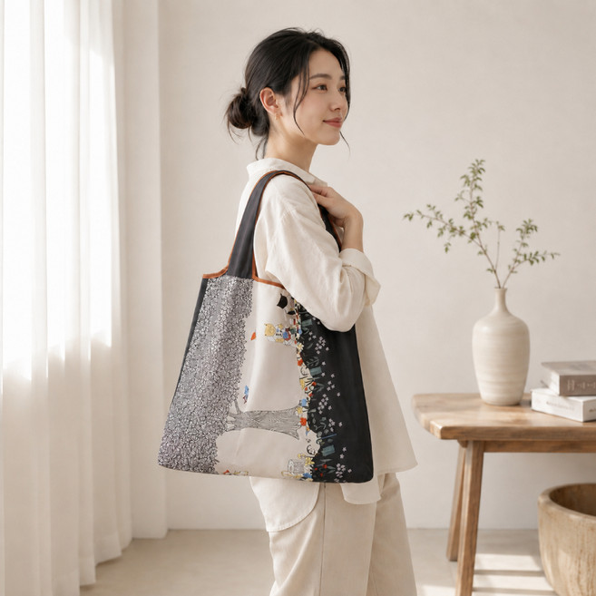 藝術印花環保購物袋 可折疊防水萬用手提袋