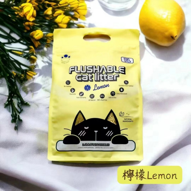 豆腐貓砂 7L 可沖馬桶 天然除臭 吸水大容量, 1個, 檸檬,7L x 1包(超取最多2包)