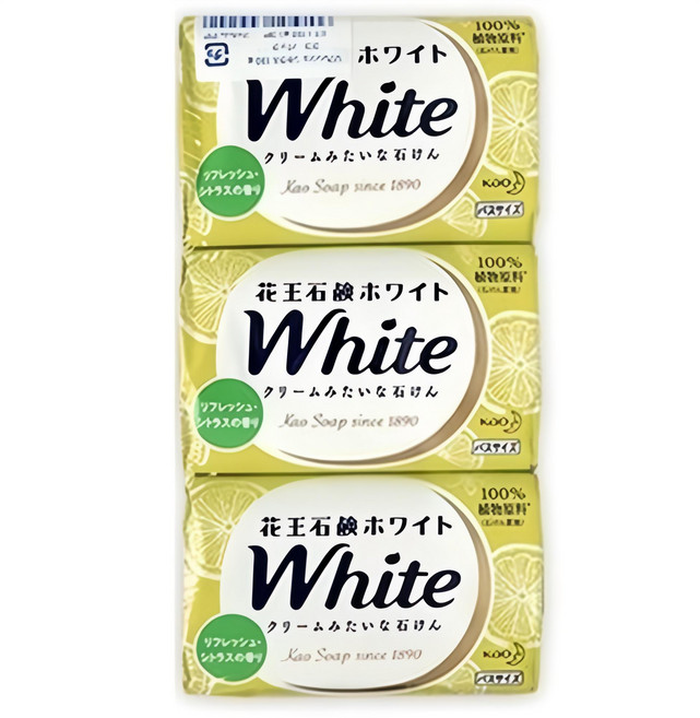 花王 kao White 香皂 清新柑橘 (黃色) 3入組, 130g, 3個