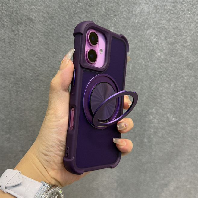 iPhone 16e 15 14 13 12 11 ProMax 一體旋轉磁吸支架 軍規防摔手機殼 保護殼