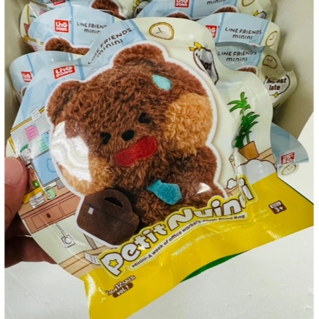 LINE FRIENDS minini 社畜毛絨公仔 盲盒 vol.1, 1個
