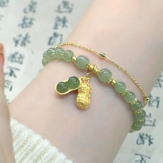 花生吊墜串珠手鍊 女性開運飾品 閨蜜手鍊