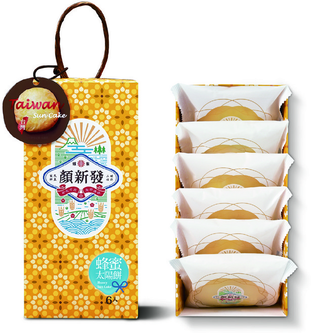 顏新發 蜂蜜太陽餅6入 台灣傳統點心 酥鬆內軟 香甜風味, 300g, 1個