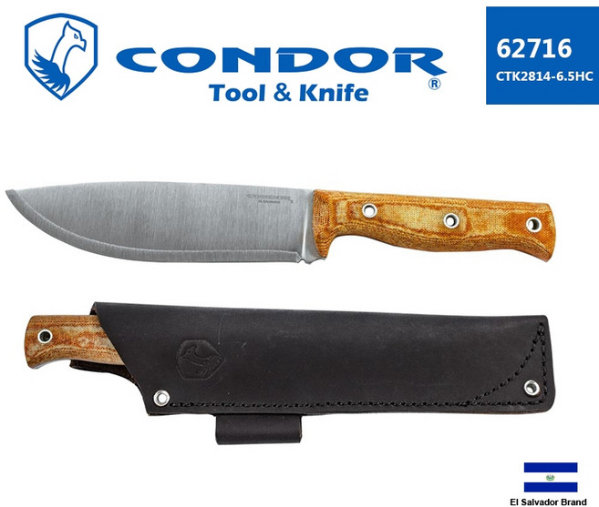 Condor 薩爾瓦多直刀 LOW DRAG KNIFE 1075高碳鋼 Micarta握柄 手工皮套, 1個