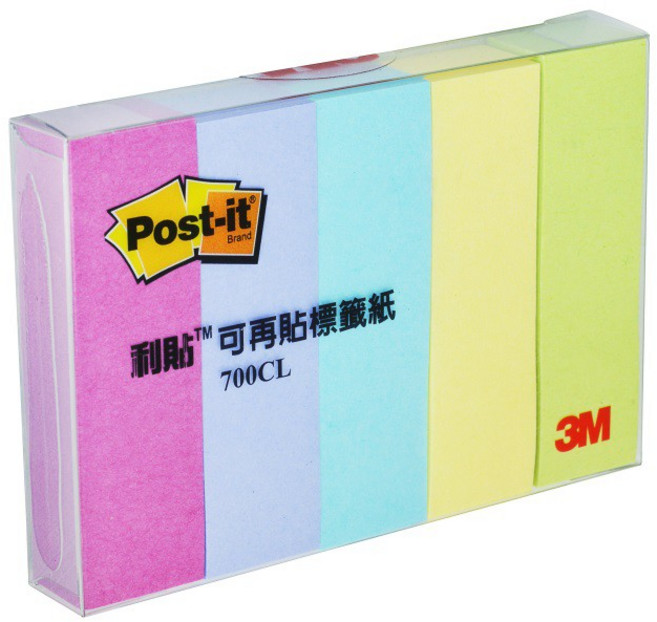 3M 利貼 700CL-1 可再貼指示標籤紙 多色標籤 重點標示 文件分類管理, 1個