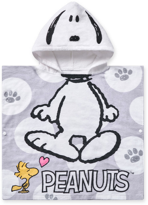 ONEDER旺達棉品 SNOOPY 史奴比 連帽浴巾, 灰, 1個