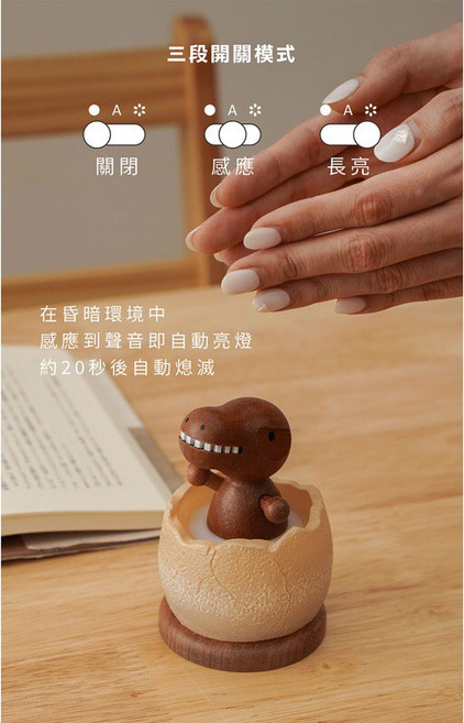 恐龍崛起迷你聲控燈 感應夜燈, 1個