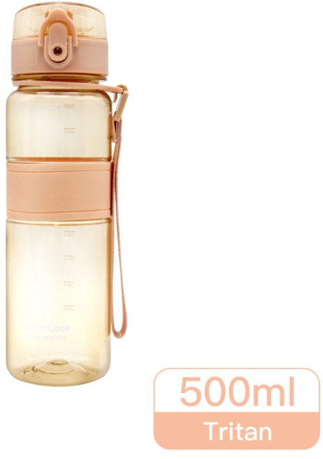 樂扣 BisFree 耐熱彈跳蓋水瓶, 1個, 奶茶色, 奶茶色, 500ml