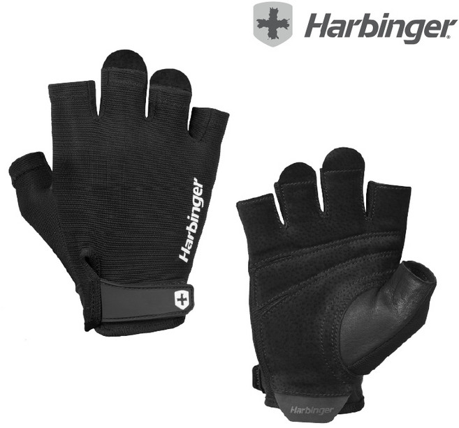 Harbinger Power Gloves 男款 輕巧 重訓健身手套, 1個, 基礎款 2.0 黑色,L, 黑色