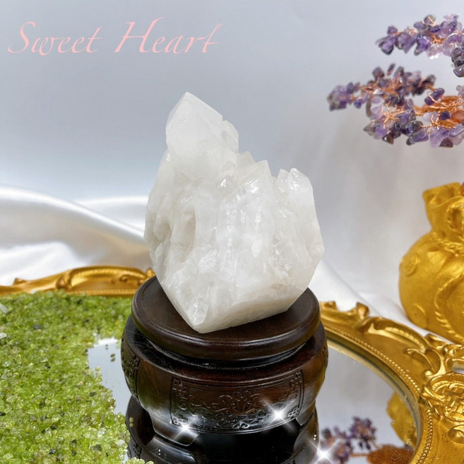 Sweet Heart 田芯精選 A級白水晶簇 磊晶骨幹水晶城堡 水晶花 原礦 消磁淨化擺件