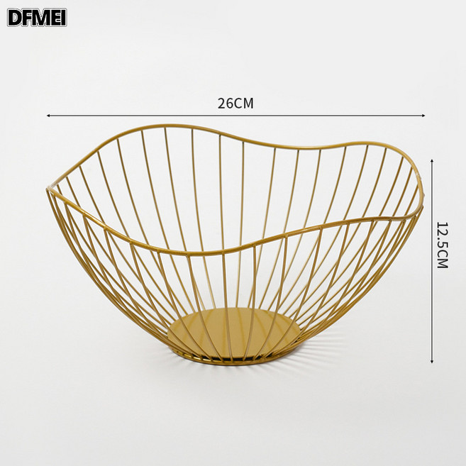 DFMEI 水果盤客廳高端大氣上檔次家用ins風輕奢風現代簡約糖果盤風, 1個, 【金色】單層荷葉高款