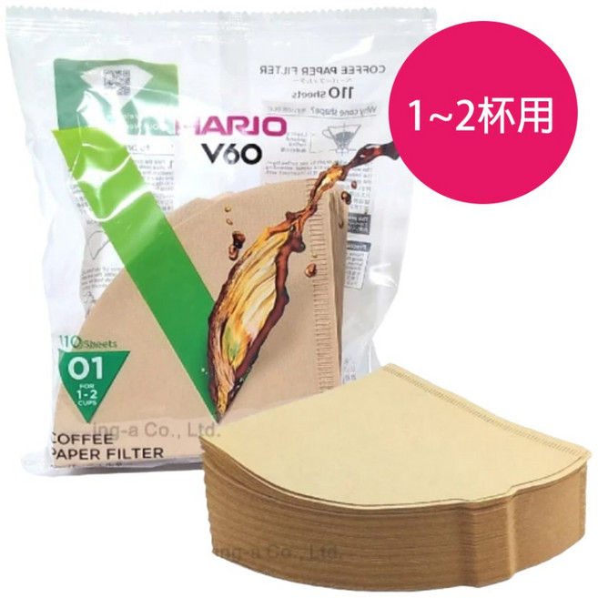 Hario 無漂白濾紙 1-2人份 VCF-01-110M 錐形濾紙 手沖咖啡 V60 耗材 【暖窩咖啡】, 1個