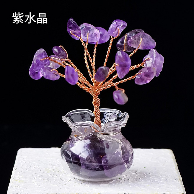招財水晶樹 聚寶盆, 04.紫水晶【鱼缸2.5cm】事業之石, 紫水晶