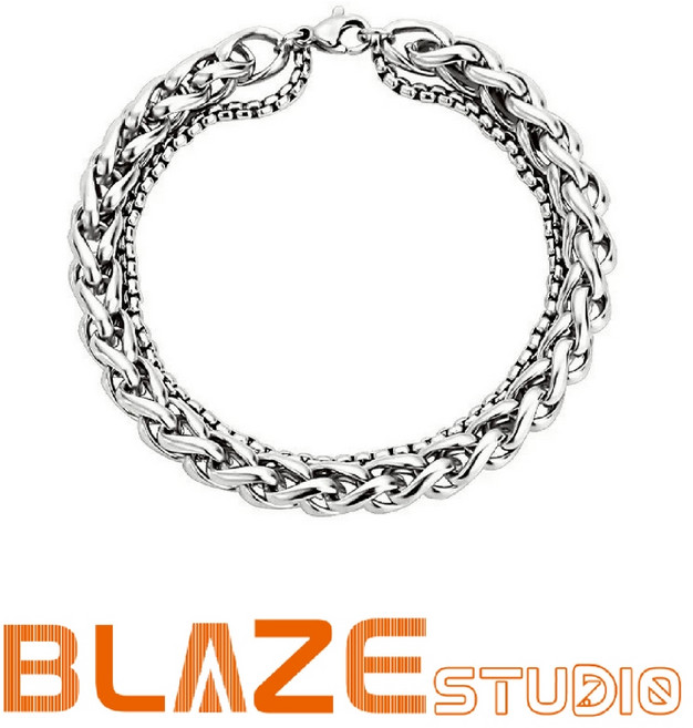 BLAZE 雙層手鍊 歐美 鈦鋼手鍊 男生手鍊 飾品
