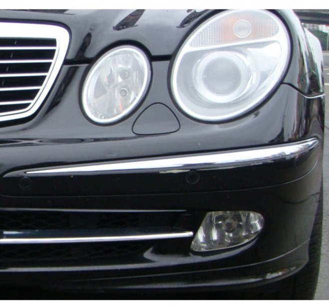 圓夢工廠 適用於 Benz E W211 E200 E220 E240 E280 E320 E350 E400 前保桿 鍍鉻飾條, 1個, 前左 ( 駕駛邊 )