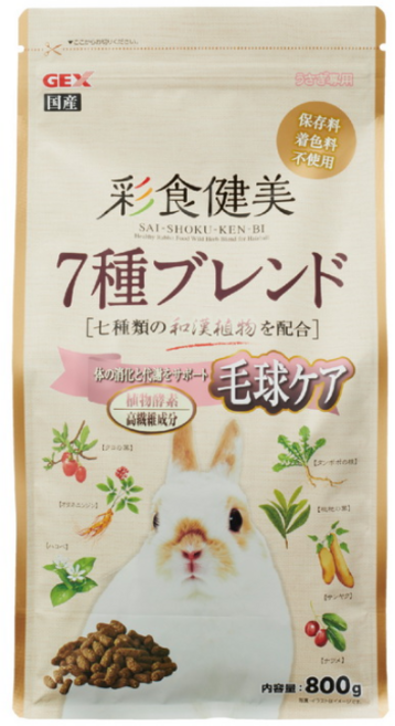 GEX 彩食健美 7種ブレンド 兔用毛球護理飼料, 800g, 1個