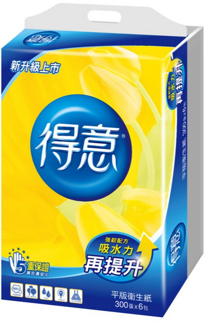 得意 平版衛生紙 300抽 x 6包 (超商取貨), 1個