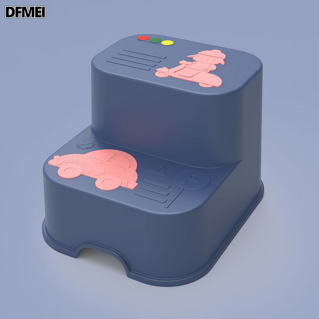 DFMEI 兒童凳椅子小板凳洗手檯階增高站凳寶寶踩腳小孩階梯凳便攜式, 深邃藍:如圖