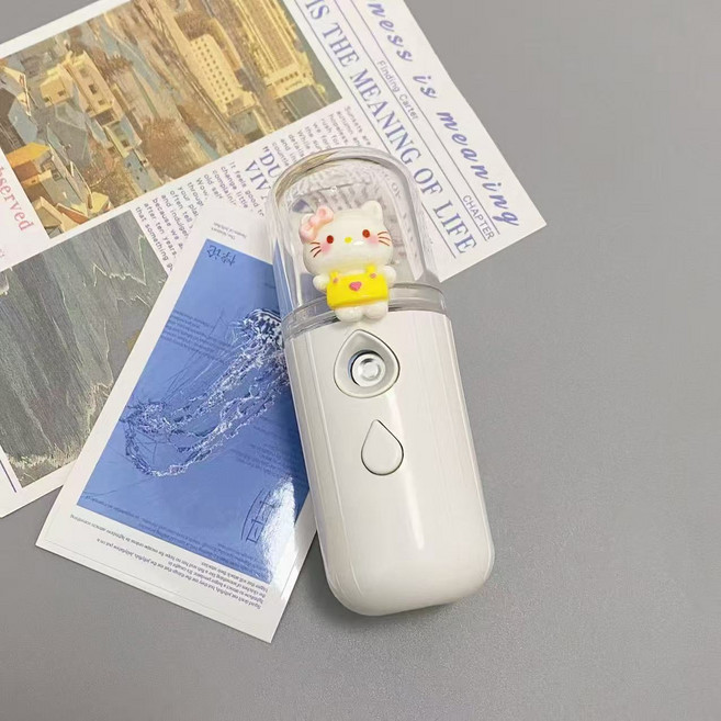 納米噴霧補水儀 USB充電 迷你便攜, USB充電款, 米白小貓噴霧
