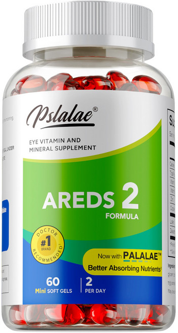 Pslalae AREDS 2配方 葉黃素和玉米黃素 眼睛維生素和礦物質補充劑, 60組
