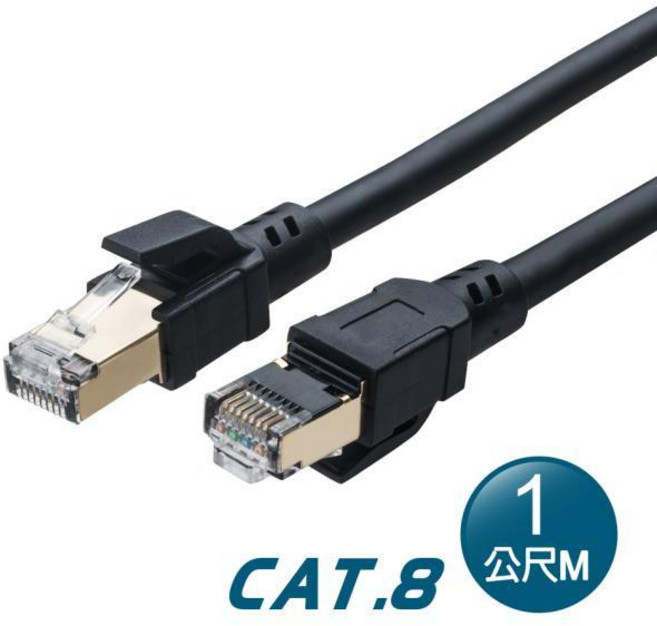RASTO REC15 超極速 Cat8 鍍金接頭SFTP雙屏蔽網路線1M, 1包